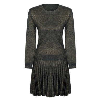 MM PLEATED SKIRT - LUREX BLACK GOLD